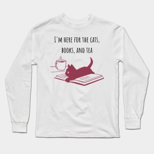 Cats, Books, and Tea Red Long Sleeve T-Shirt